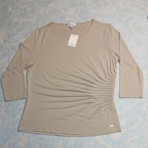 NWT Calvin Klein Women's Taupe Top SZ L